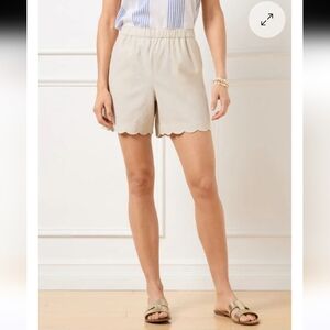 Talbots Washed Linen Scallop Hem Shorts Pullover Small
